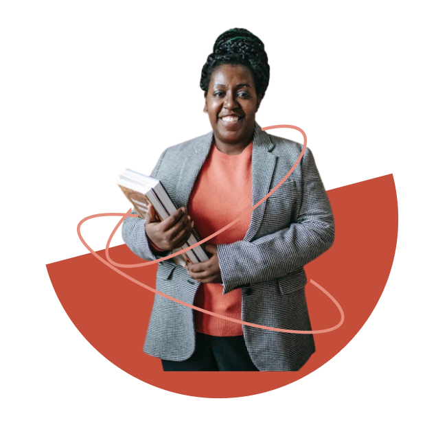 A woman with books